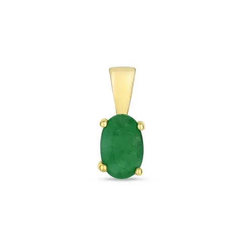 6X4mm Oval Emerald Claw Set Pendant 9ct Gold